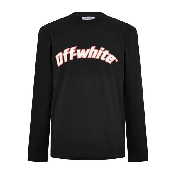 Off White Mens Graphic Crew Neck Long-Sleeved T-Shirt - Black - 