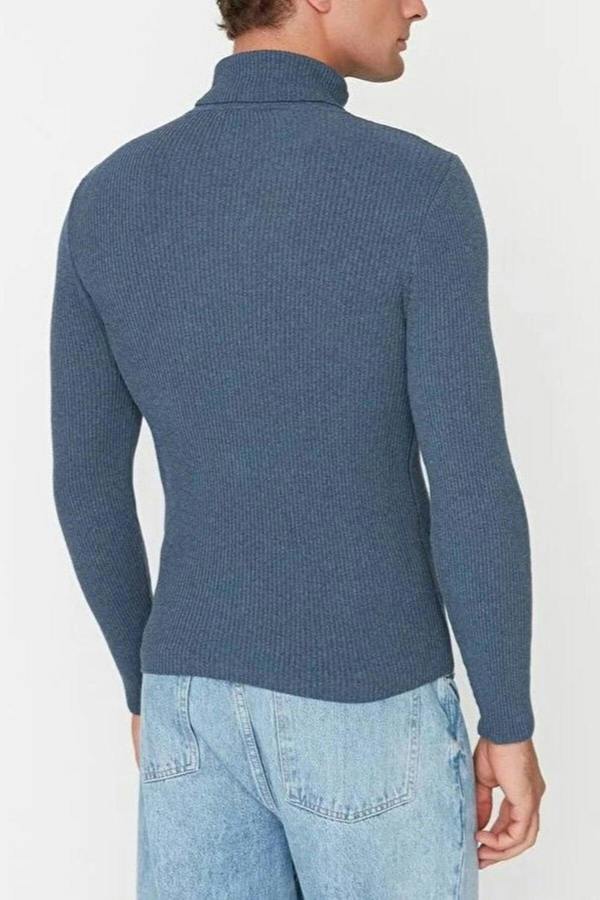WOVCOR Slim Fit Turtleneck Ribbed Knit Men's Sweater