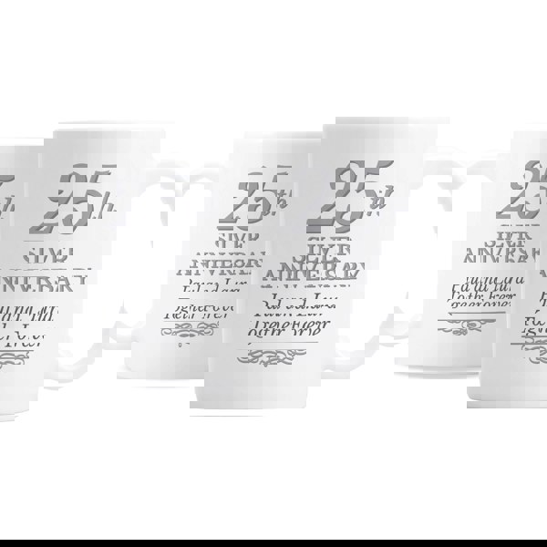 Personalised Memento Company Personalised 25th Silver Anniversary Mug Set