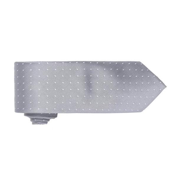Premier Mens Micro Dot Pattern Formal Work Tie - Silver/ White