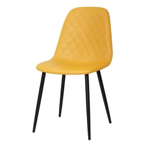 Kosy Koala Modern Black Glass Dining Table Set with 4 Mustard Gem Pattern Chairs Dining Room Furniture