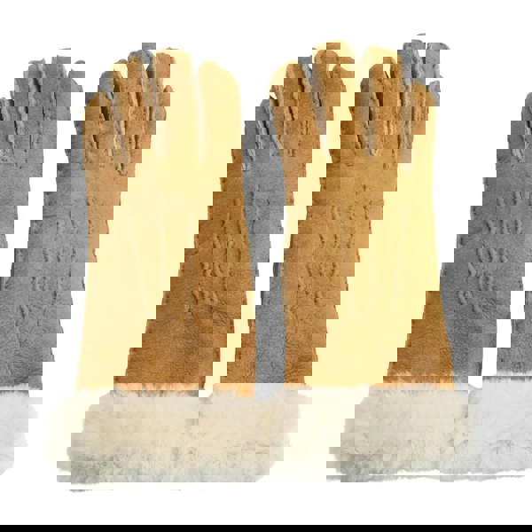 Infinity Leather Women's Plush Shearling Cuff Suede Genuine Leather Gloves