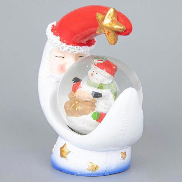 7cm Christmas Mini Snow Globe with Resin Moon and Star Base, Teddy Scene Decoration image 4