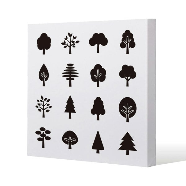 Benjamin Tate Design Tree Silhouette Illustrations Slim Style Canvas Print  20x20cm , 15mm Slim Real wood.