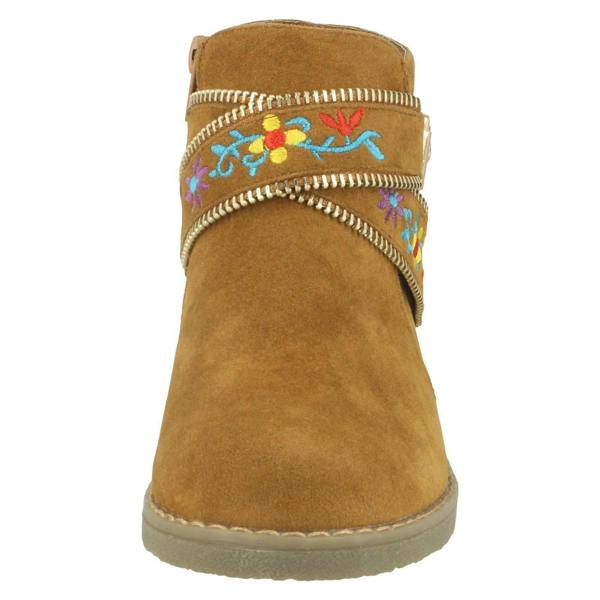 Spot On Girls Spot On Ankle Boots With Embroidered Flowers H5072