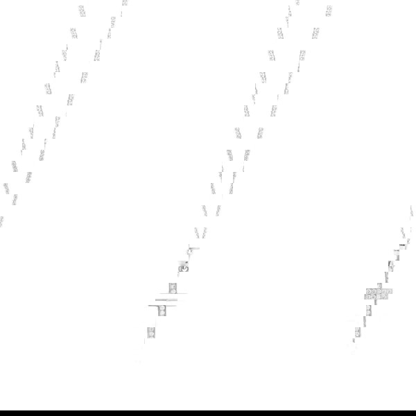 Rockabye Baby Cross Necklace - Sterling Silver with CZ Stones