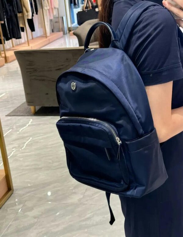 Tory Burch Nylon Backpack Navy Blue