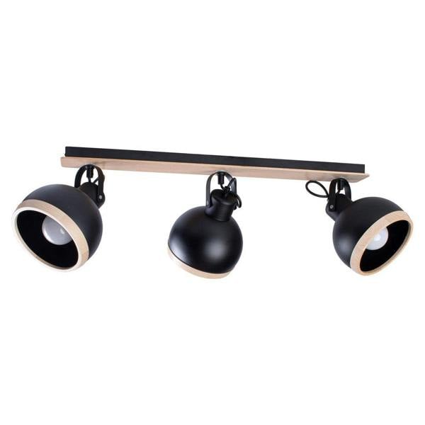 Milagro Oval Ceiling Lamp Hand Made Black With Natural Wood