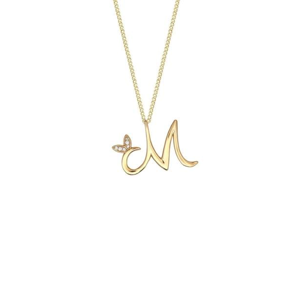 Say It With Winged Diamond Initial Necklace - Yellow Gold