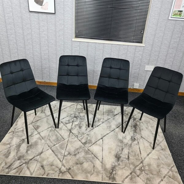 Kosy Koala Dining Chairs Set of 4 Black Velvet Kitchen chairs