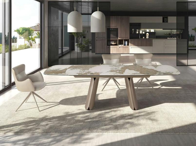 Angel Cerdá Swivel Chair in Off-white and Greige Leatherette 4203