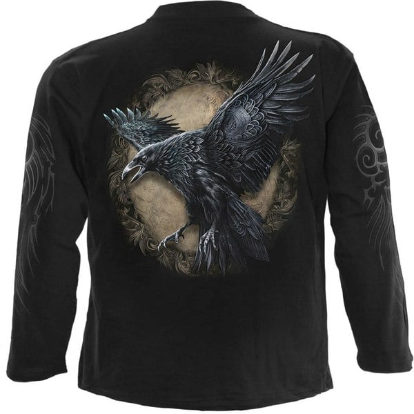 Spiral Direct Unisex Adult Raven Wise Long-Sleeved T-Shirt - Black