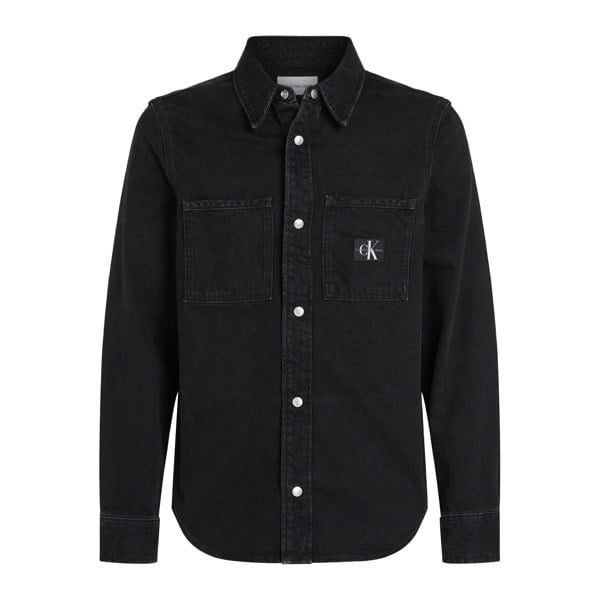 Calvin Klein Mens Patch Denim Logo Shirt - Black