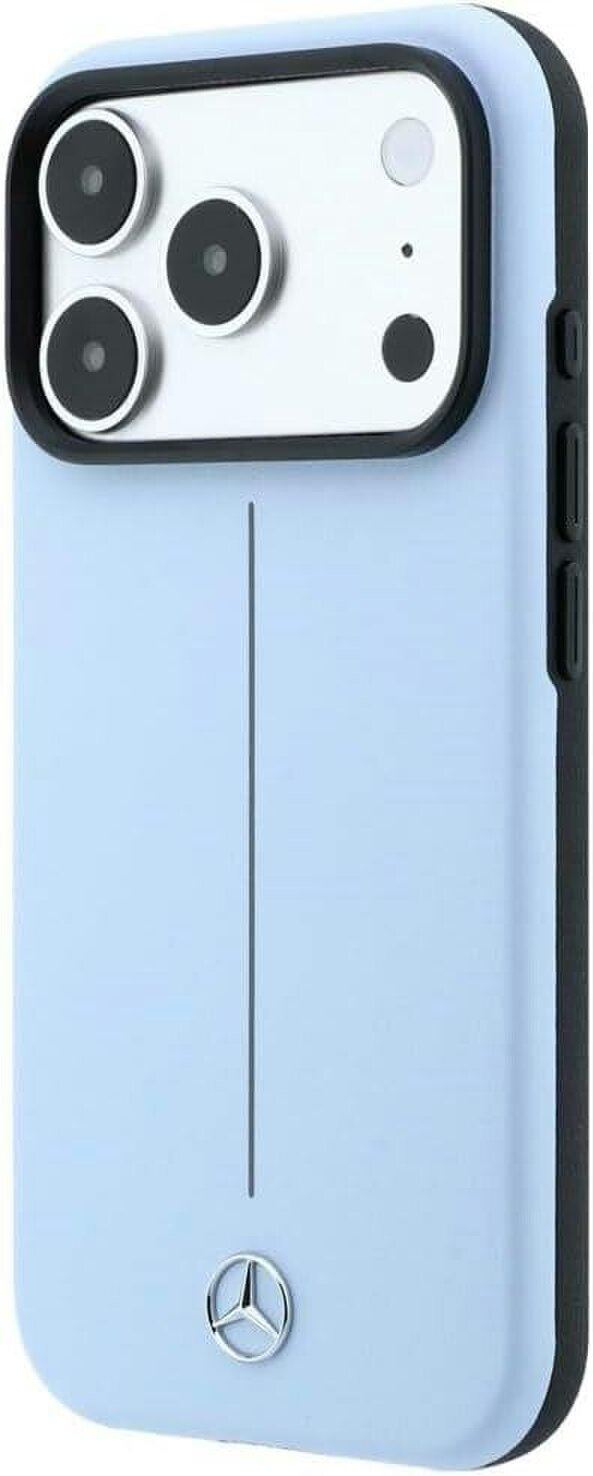 Mercedes Leather Semi Wrap Iconic Line Case with MagSafe for iPhone 17/18 Pro 6.3" Blue - MEHMP18L25PFWSTB