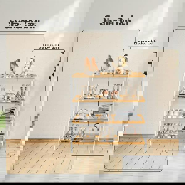 MANTRARAJ Bamboo 4 Tier Shoe Rack Easy Assembly Storage Shelf Organiser Wooden Shoe Rack