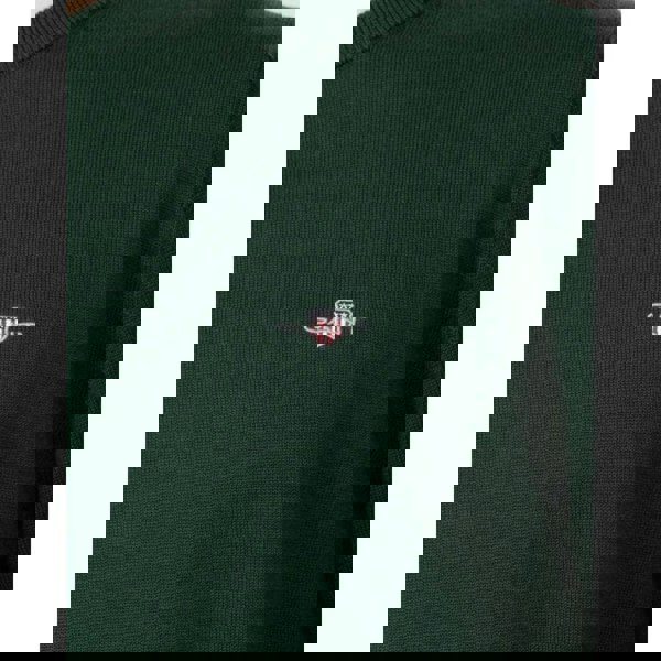 GANT Mens Classic Cotton Crew Neck Jumper - 374 Tartan Green