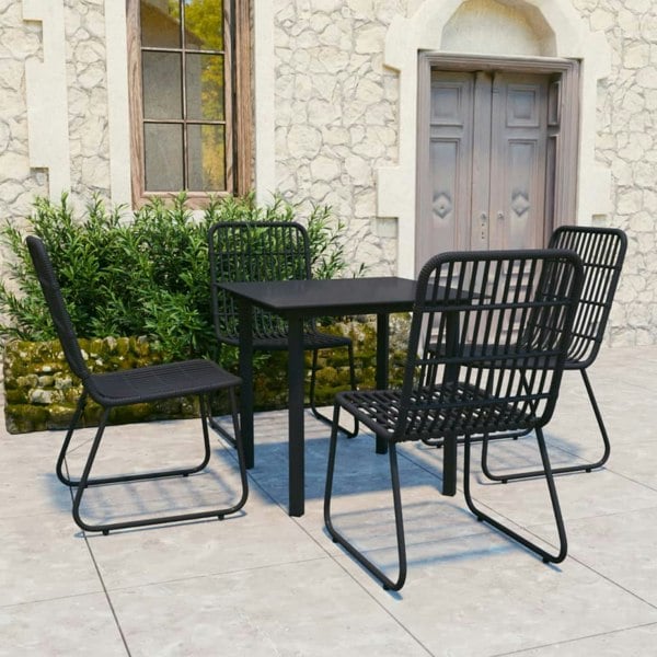 Berkfield 5 Piece Outdoor Dining Set Poly Rattan and Glass