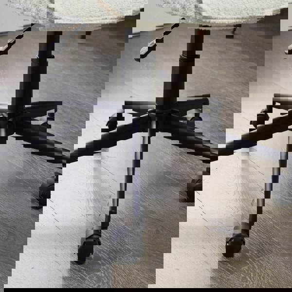 Furniture One Office Chair, Boucle Fabric Padded Armchair, Mid-back Swivel Vanity Chair - Max Load 150kgs - White