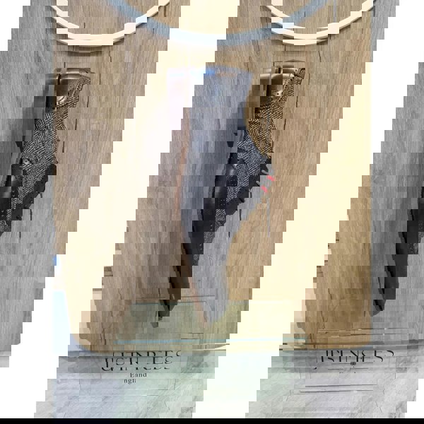 Justin Reess Albert - Men's Black Leather Tweed Detailing Brogue Shoes