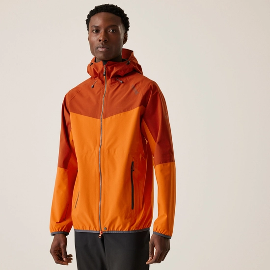 Regatta Great Outdoors Mens Imber II Lightweight Waterproof Jacket - Magma Orange/Burnt Tikka Red