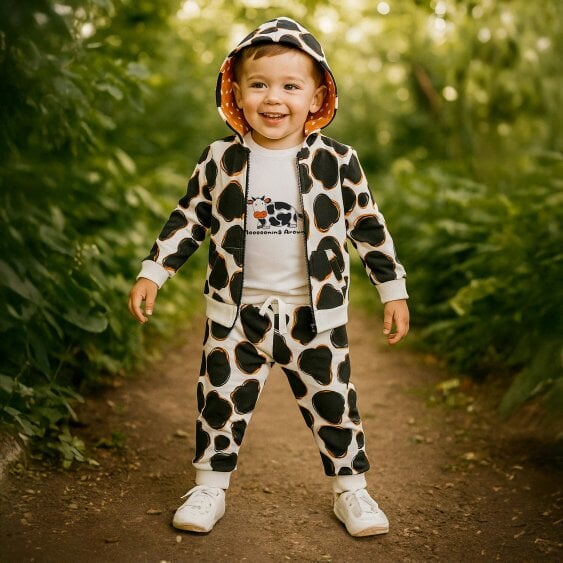 Lucy & Sam Cow Reversible Hooded Top