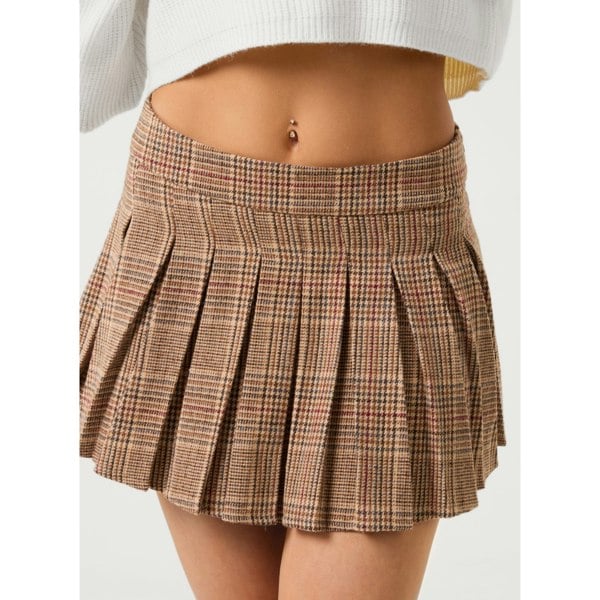 Pink Vanilla Tweed Pleated Mini Skirt