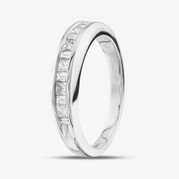 T. H. Baker 18ct White Gold 0.50ct Princess & Baguette Cut Diamond Half Eternity Ring R10548W-0.50 N
