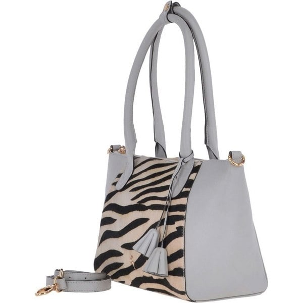 Ashwood Womens  Natural Hair On Hide Leather Tote Bag Ice/Zebra - 61639