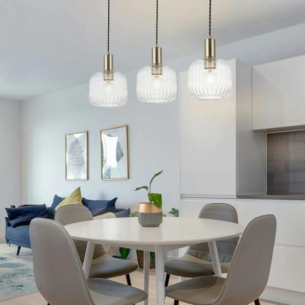COSYLYTE Clayton 3 Light Ribbed Glass Bar Pendant Light