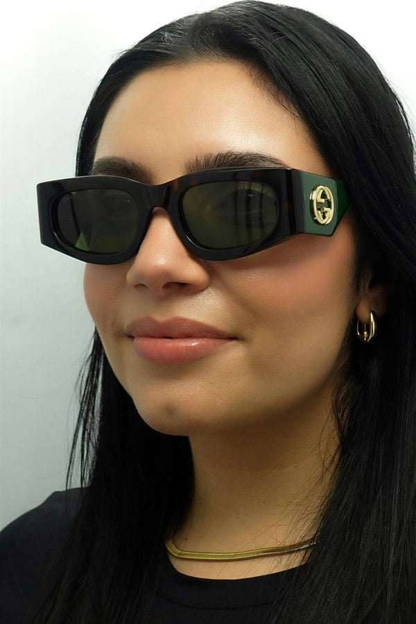 Gucci Sunglasses GG1664S 002 Havana with Green and Red Green
