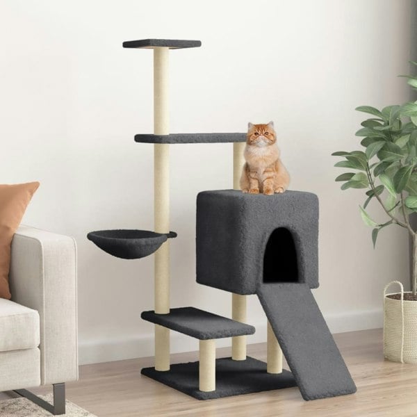 Berkfield Cat Tree with Sisal Scratching Posts Dark Grey 130.5 cm