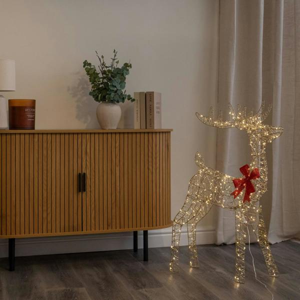 Samuel Alexander 1m Light up Gold Twist Christmas Standing Reindeer with 300 Warm White LEDs