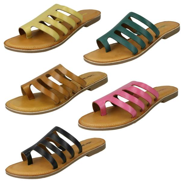 Leather Collection Ladies Leather Collection Flat Strappy Sandals F00125