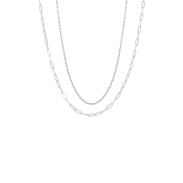 Spero London Paperclip Chains Sterling Silver Layering Necklace Set