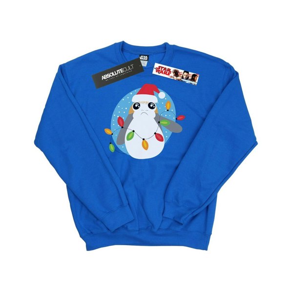 Star Wars Boys The Last Jedi Porg Christmas Lights Sweatshirt - Royal Blue