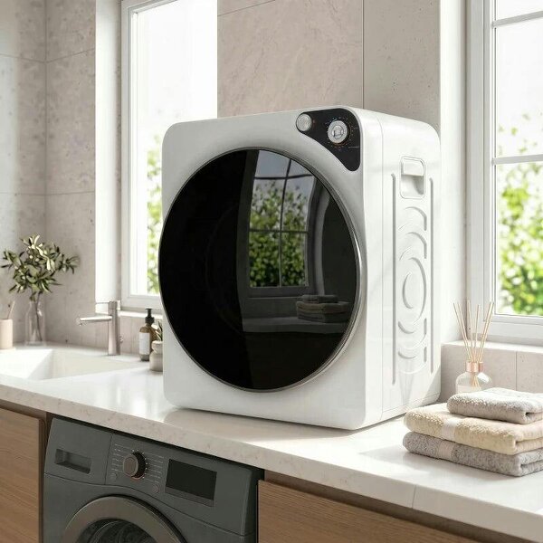 5kg Vented Tumble Dryer, 1000W Compact Tumble Dryer with 5 Drying Modes, Stainless Steel Tub, White - White