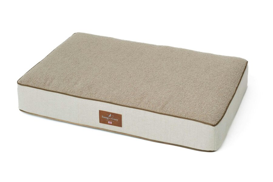 Snug and Cosy Pets Heritage Tweed Orthopaedic Pet Lounger - Comfort & Support -  90 × 60 × 15 cm - 35" - Natural - 1