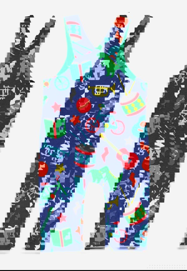 Organic Toys Print Dungarees - Toby Tiger