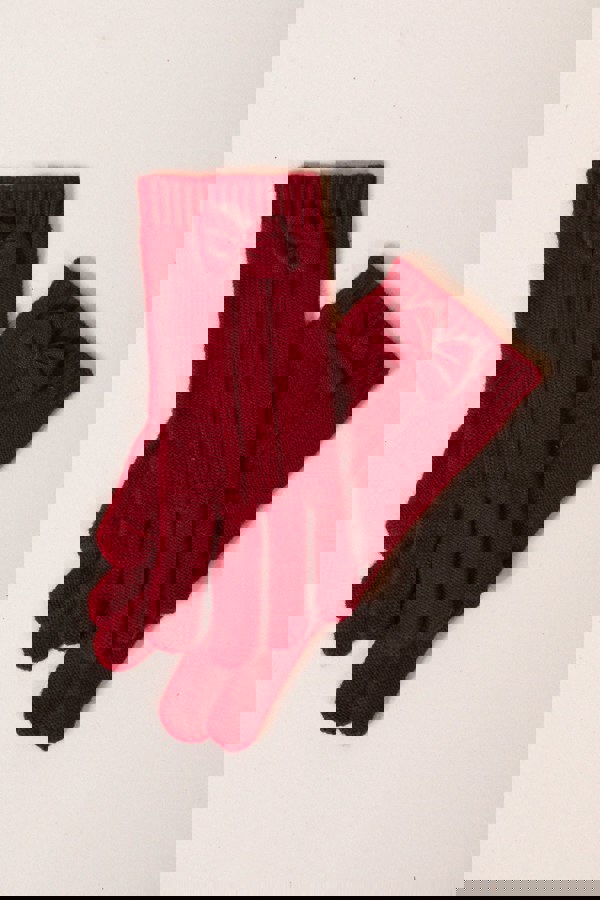 SVNX Bow Knitted Gloves In Red