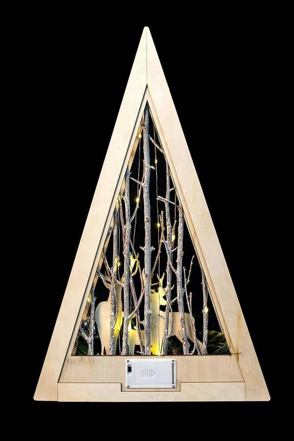 57cm B/O LED Wooden Reindeer Scene Triangle Shape Festive Christmas Tabletop Decoration image 2