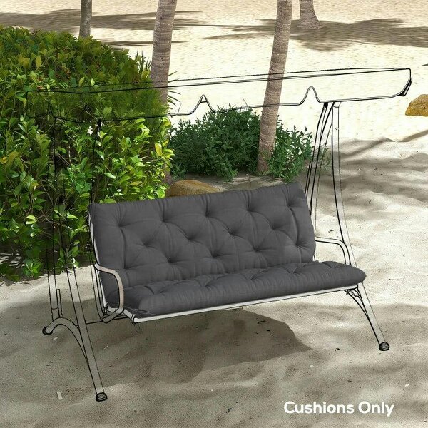 Garden Bench Cushion, 2 Seater Swing Chair Cushion, Seat Pad with Ties for Indoor and Outdoor Use, 110 x 120 cm, Black
