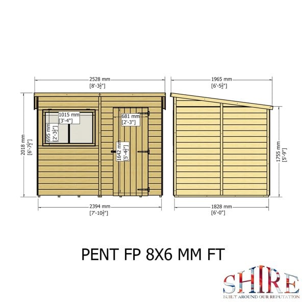 Shire Pent 8x6 12mm interlock Clad wooden Shed - Best Shed