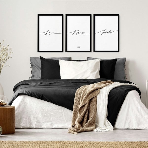 Love word art for walls | set of 3 Bedroom wall art prints