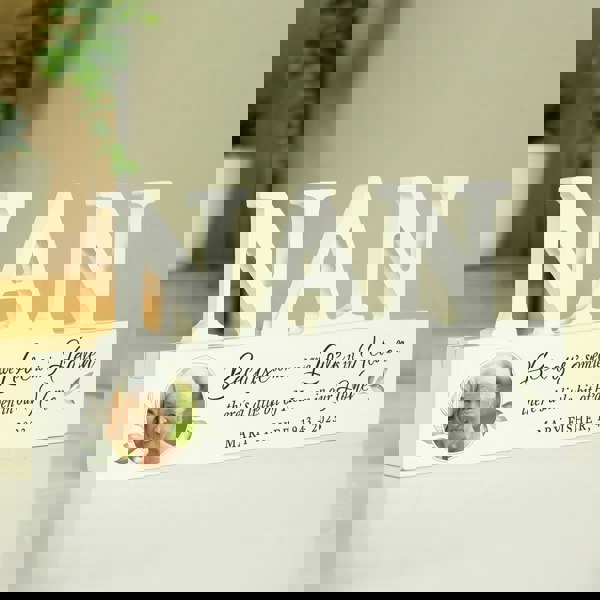 Personalised Memento Company Personalised Botanical Memorial Photo Upload Wooden Nan Ornament