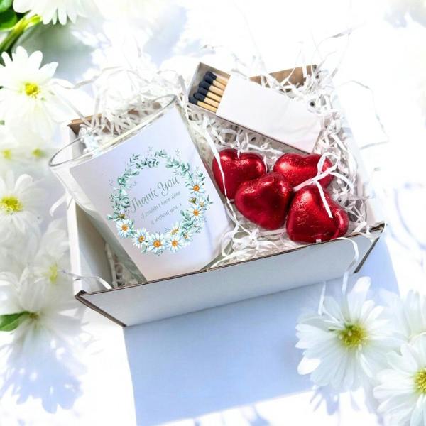 Personalised Thank You Daisy Flowers Candle Gift Set | Teacher, Friend, Family
