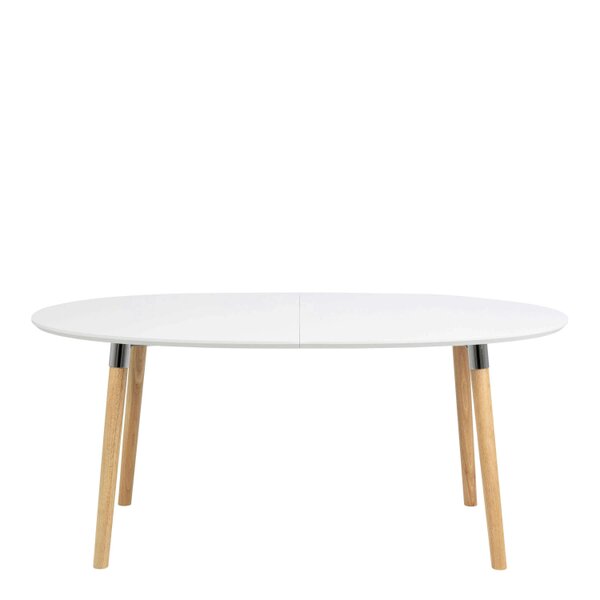 Wyld Haus Honeybrook White and Natural Oak Wood Oval Dining Table