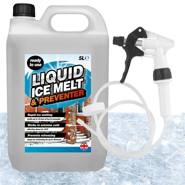 1 x 5L Rapid Liquid Ice Melt & Preventer with Long Hose Trigger Effective Down to -15 Degrees Celsius