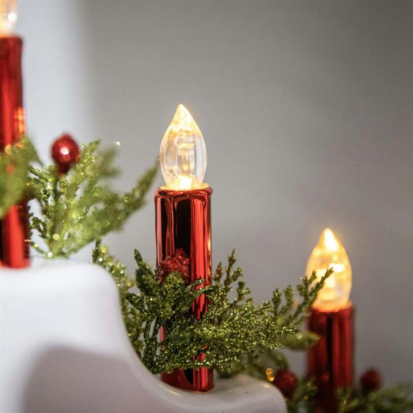 5cm Battery Operated Plastic White Christmas Candle Bridge with 7 LED Lights image 8