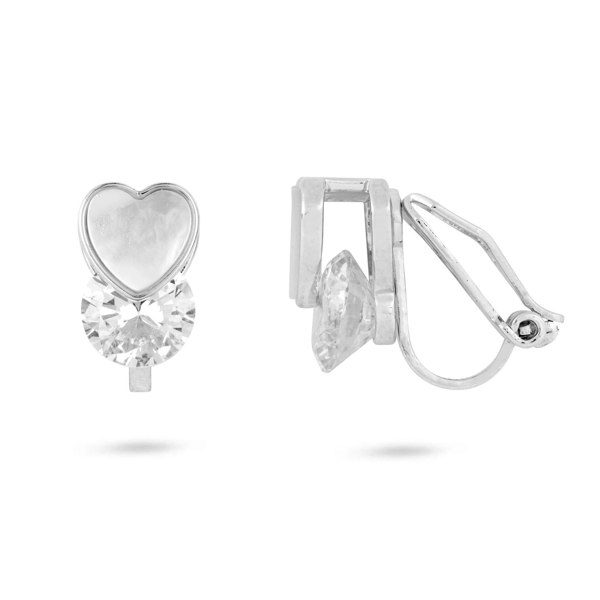 Gold Trip Heart Crystal Clip On Earrings