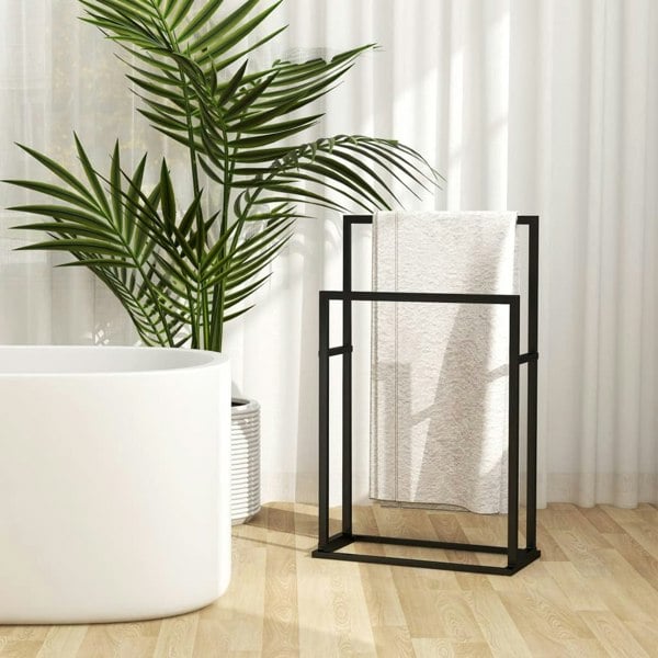Berkfield Freestanding Towel Rack Black 48x24x78.5 cm Iron